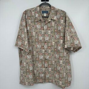 Cooke Street Honolulu Hawaiian Button Up Short Sleeve Shirt Cotton Pocket Men Si